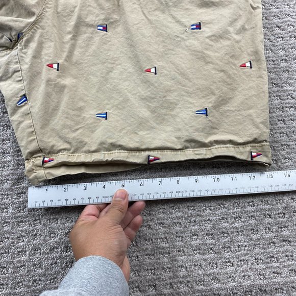 Tommy Hilfiger Khaki Shorts Men 44 Brown Short Chino Pants All Over Embroidered - Picture 16 of 16
